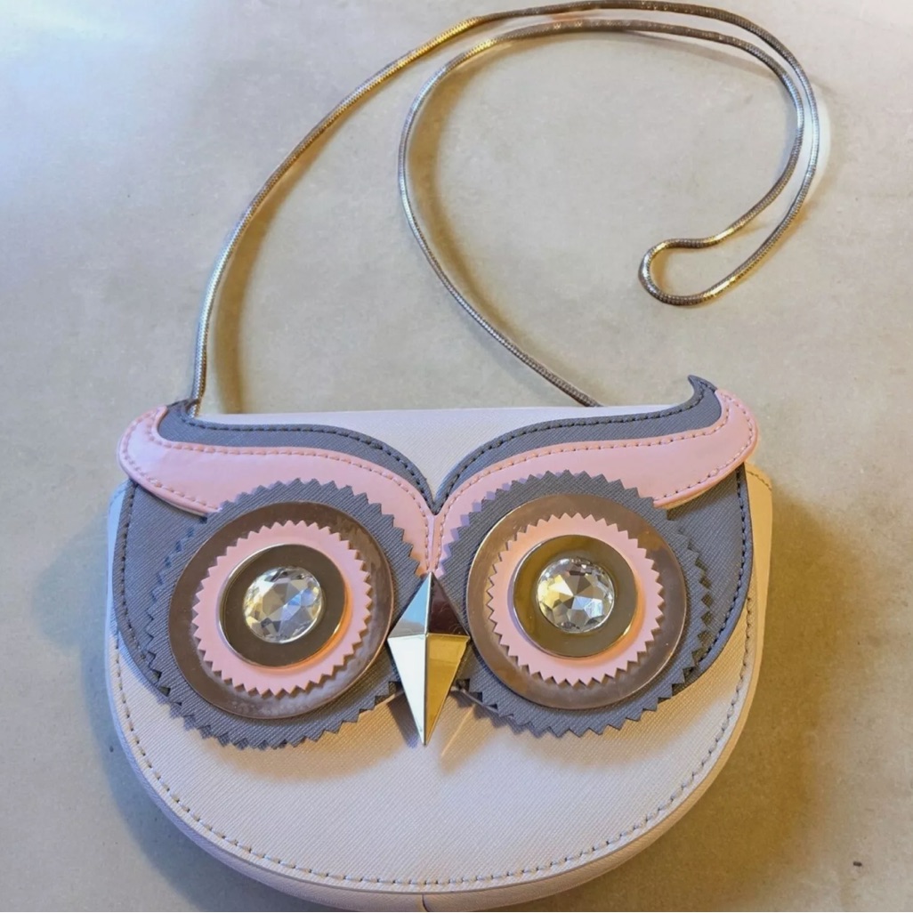 Kate Spade New York Rare *Blaze A Trail* Owl Leather Crossbody Bag Rhinestones